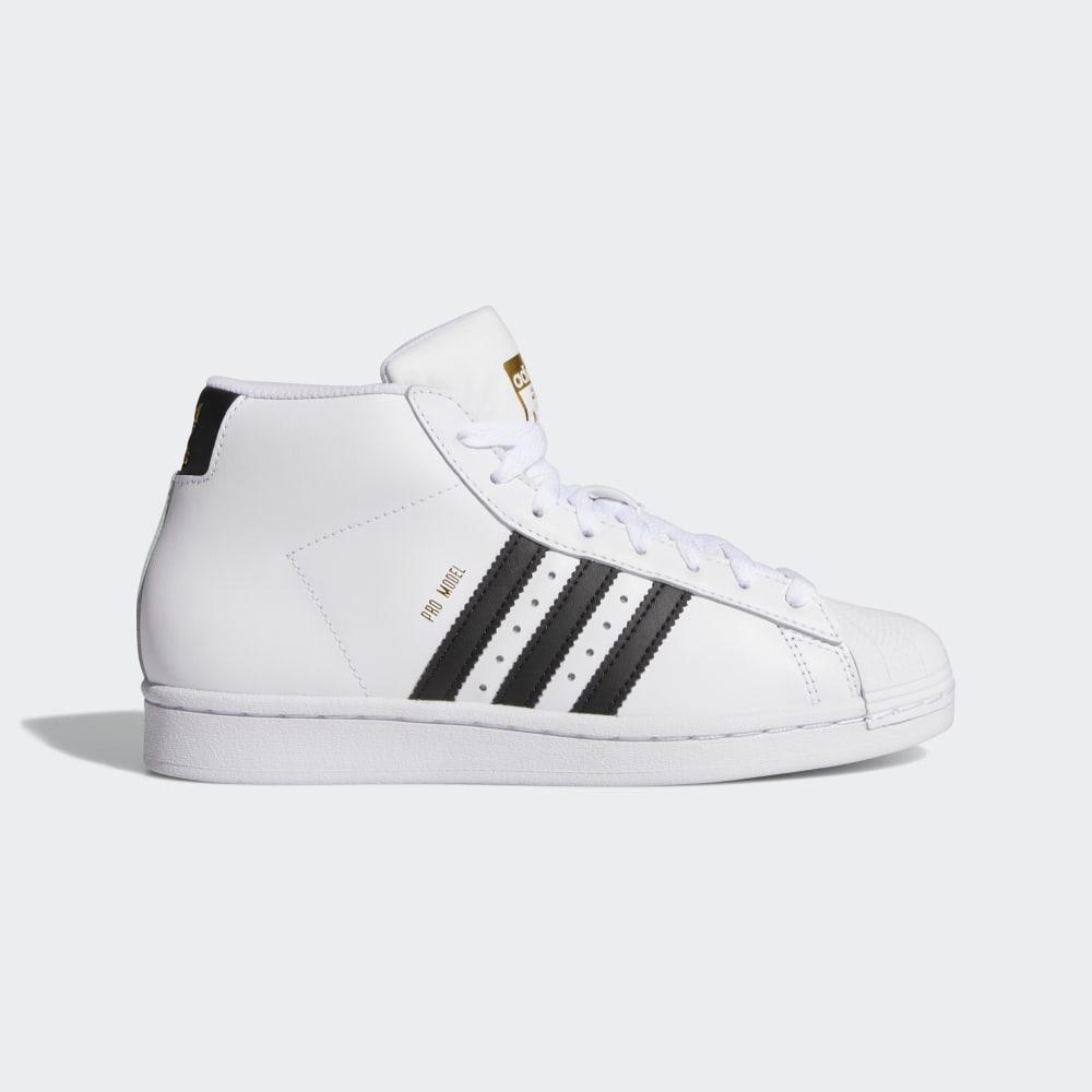 Adidas Boys' Pro Model Originals Shoes White/Black/Gold Ireland FV5724